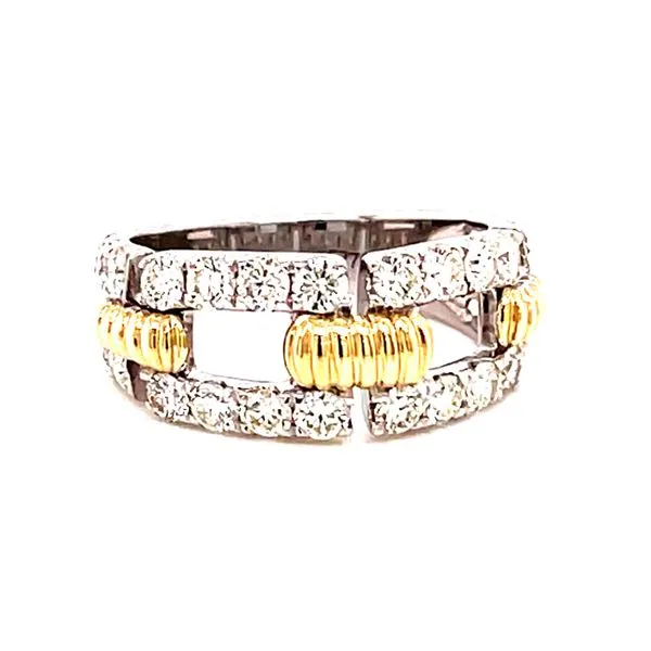 14 Karat Yellow and White Gold Round Open Diamond Band with Gold Rope Accent Corinth Jewelers Corinth, MS