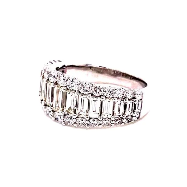 14 Karat White Gold 3.0 cttw Round and Baguette Diamond Anniversary Band Image 2 Corinth Jewelers Corinth, MS