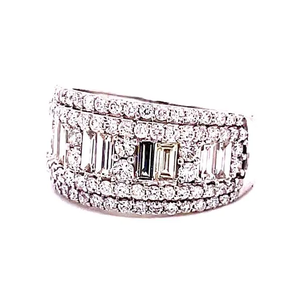 14 Karat White Gold 2.15 cttw Round and Baguette Tapered Diamond Anniversary Band Image 2 Corinth Jewelers Corinth, MS