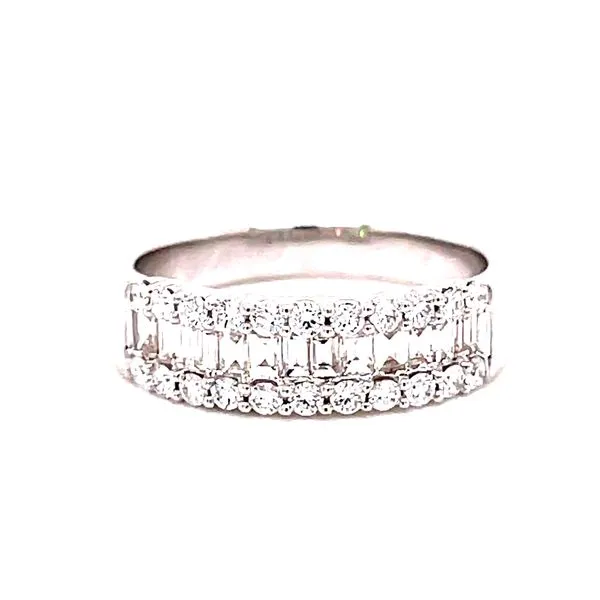 14 Karat White Gold Round and Baguette Diamond Anniversary Band Corinth Jewelers Corinth, MS