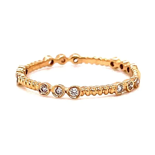 14 Karat Yellow Gold Petite Round Diamond Bezel Set Stackable Fashion Band Corinth Jewelers Corinth, MS