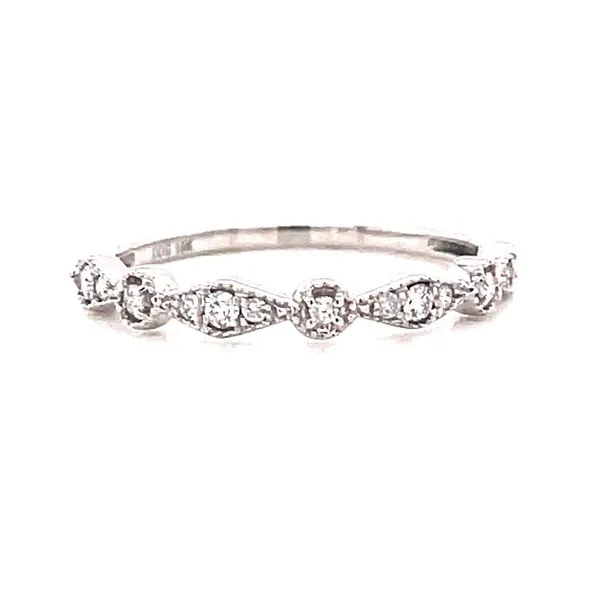 10 Karat White Gold Round and Marquis Diamond Stacker Band - 0.17 ctw - Finger Size 7 Corinth Jewelers Corinth, MS