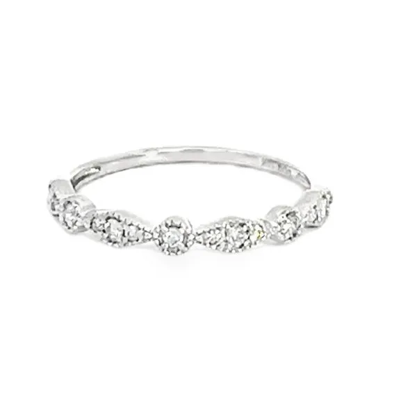 10 Karat White Gold Round and Marquis Diamond Stacker Band - 0.17 ctw - Finger Size 9 Corinth Jewelers Corinth, MS