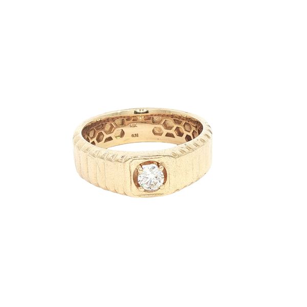 14K Yellow Gold Wedding Band with Round Diamond Center 0.31ctw Corinth Jewelers Corinth, MS