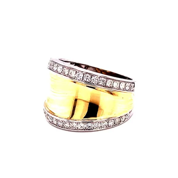 14 Karat Yellow and White Gold Tapered Cigar-Style Fashion Diamond Band Image 2 Corinth Jewelers Corinth, MS