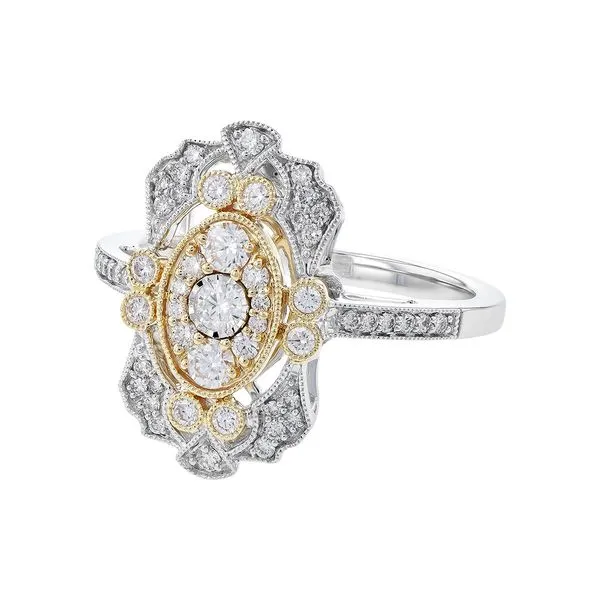14 Karat Yellow and White Gold Vintage Style Diamond Fashion Ring with Filligree Details Image 2 Corinth Jewelers Corinth, MS