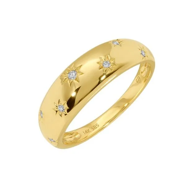 14 Karat Yellow Gold Dome Shape Starburst Inlay Diamond Fashion Ring - 0.06ct Corinth Jewelers Corinth, MS