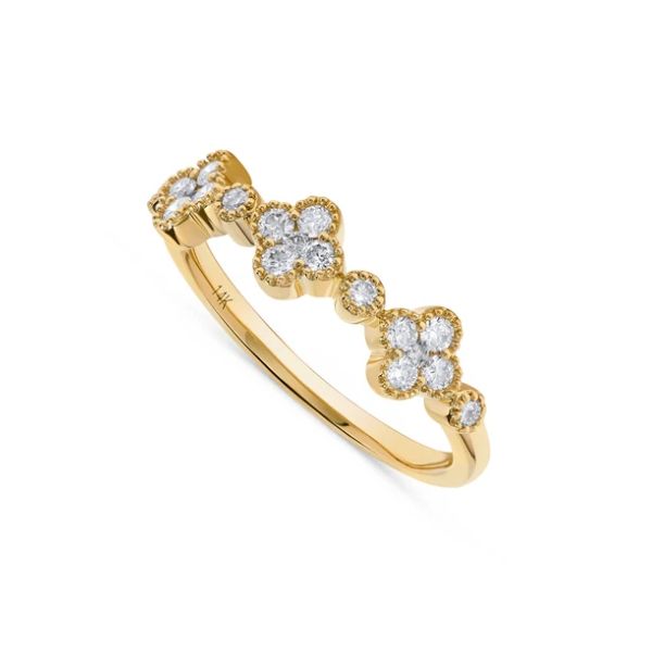 14K Yellow Gold 3-Clover Diamond Ring with Milgrain Accent 0.45ctw Corinth Jewelers Corinth, MS