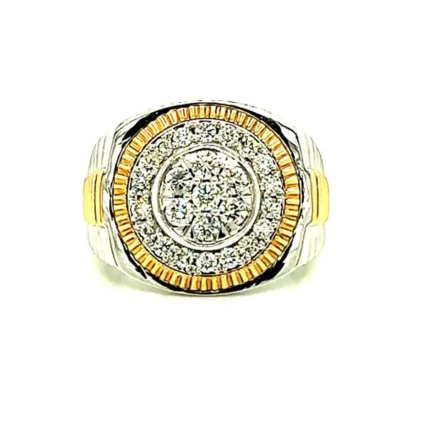 14 Karat White and Yellow Gold Round Diamond Rolex-Style Gents Fashion Ring Corinth Jewelers Corinth, MS
