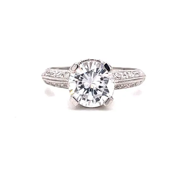 14 Karat White Gold Round Center Vintage Style Solitaire Engagement Ring with Milgrain and Filigree Detail Corinth Jewelers Corinth, MS