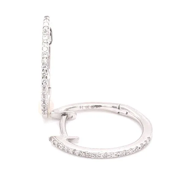 14 Karat White Gold Inside Out Oval Diamond Hoops Corinth Jewelers Corinth, MS