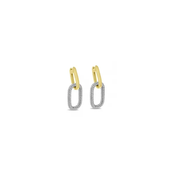 14 Karat Yellow Gold Pave Diamond Double Link Earrings Corinth Jewelers Corinth, MS