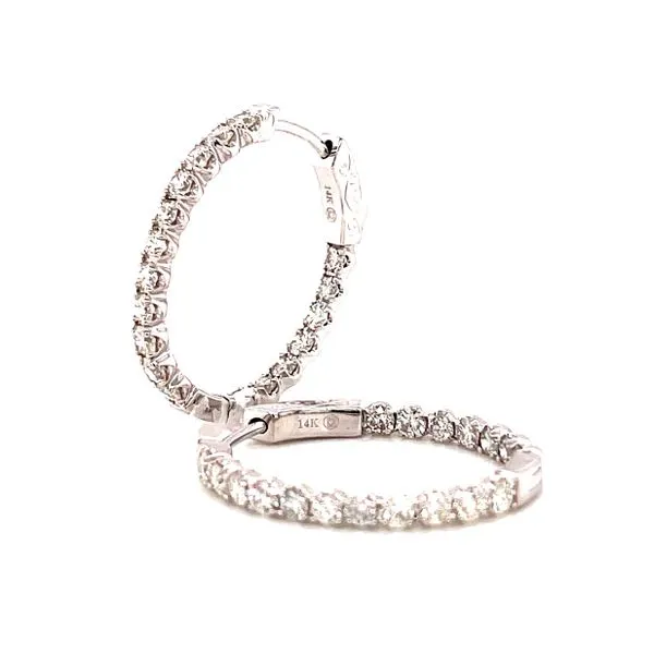 14 Karat White Gold Oval Diamond Hoops Corinth Jewelers Corinth, MS