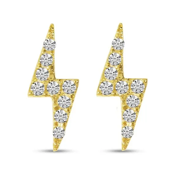 14 Karat Yellow Gold Lightning Bolt Diamond Stud Earrings Corinth Jewelers Corinth, MS