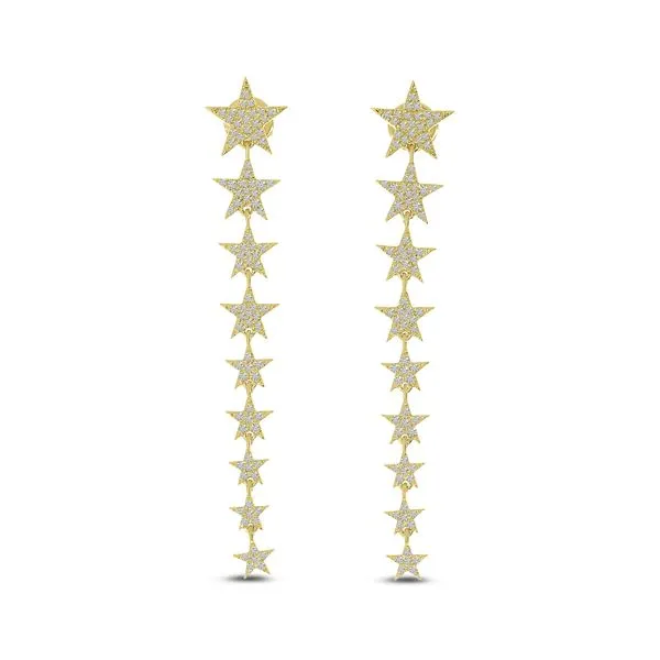 14 Karat Yellow Gold Diamond Star Dangle Earrings Corinth Jewelers Corinth, MS