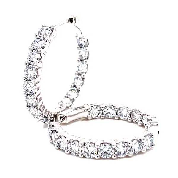 14 Karat White Gold 6.0 cttw Round Lab Grown Inside Outside Diamond Hoop Earrings Corinth Jewelers Corinth, MS