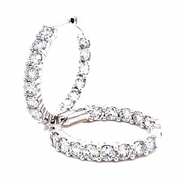 14 Karat White Gold 6.0 cttw Round Lab Grown Inside Outside Diamond Hoop Earrings Corinth Jewelers Corinth, MS