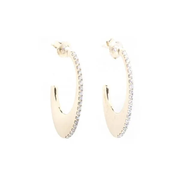 14 Karat Yellow Gold Half Mod Diamond Hoop Fashion Earrings Corinth Jewelers Corinth, MS