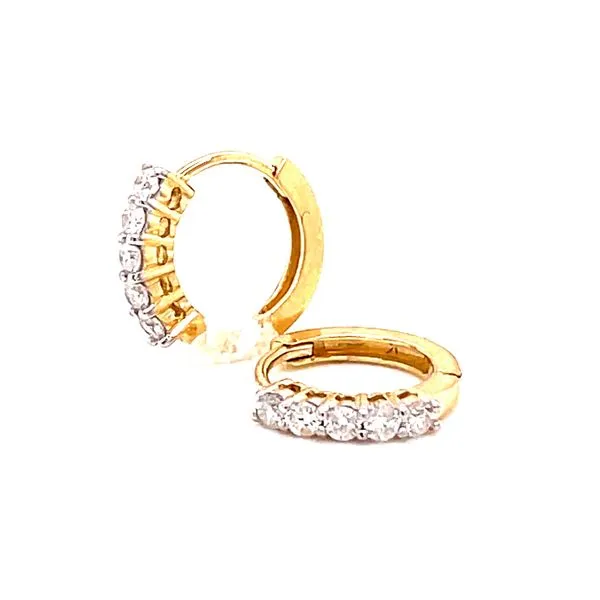 14 Karat Yellow Gold Round Diamond Petite Huggie Hoop Earrings Corinth Jewelers Corinth, MS
