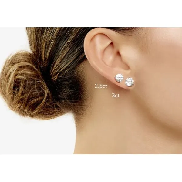 14 Karat White Gold 3.00 cttw Lab Grown Round Brilliant Diamond Soliaitre Studs Image 2 Corinth Jewelers Corinth, MS
