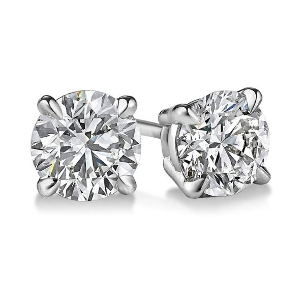 14 Karat White Gold Round Shape 2.00 ctw Lab Grown Diamond Stud Earrings Corinth Jewelers Corinth, MS
