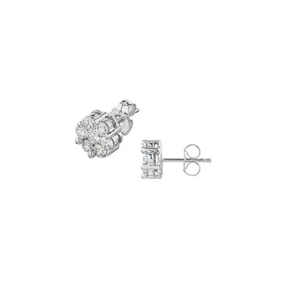 10 Karat White Gold Round Cluster Diamond Stud Earrings - 0.50 ctw Corinth Jewelers Corinth, MS