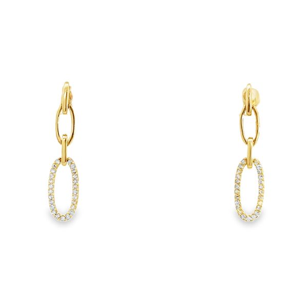 14 Karat Yellow Gold Double Oval Shape Paperclip Diamond Dangle Earrings - 0.20 dwt Corinth Jewelers Corinth, MS