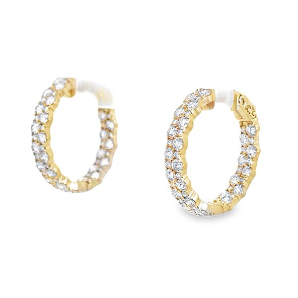 14 Karat Yellow Gold Round Shape Double Row Diamond Hoop Earrings - 3.40 ctw Corinth Jewelers Corinth, MS