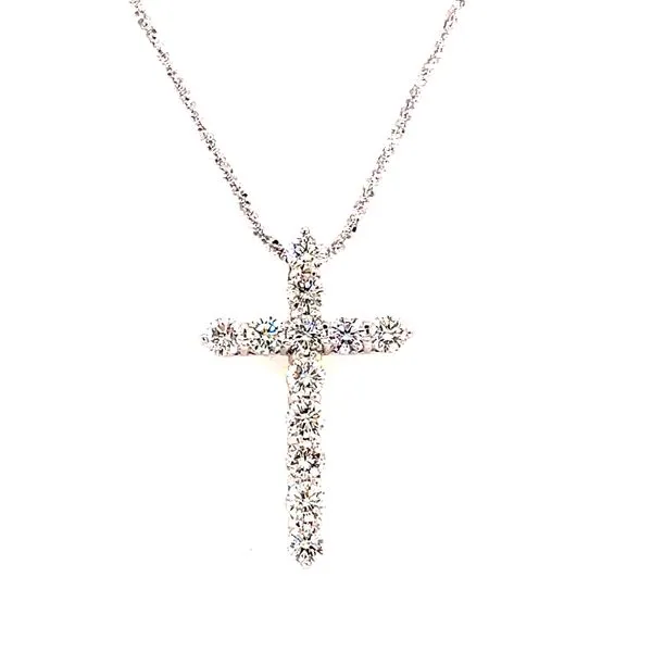 14 Karat White Gold Round Diamond Cross Pendant Corinth Jewelers Corinth, MS