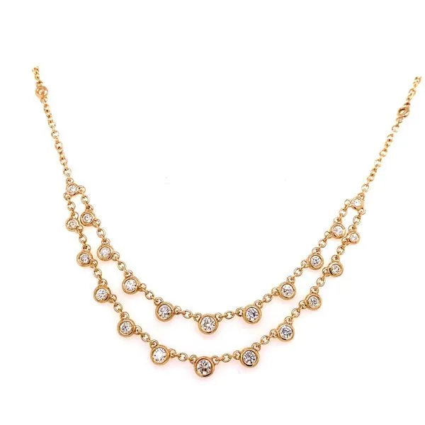 14 Karat Yellow Gold Double Layered Diamond Dangle Necklace Corinth Jewelers Corinth, MS