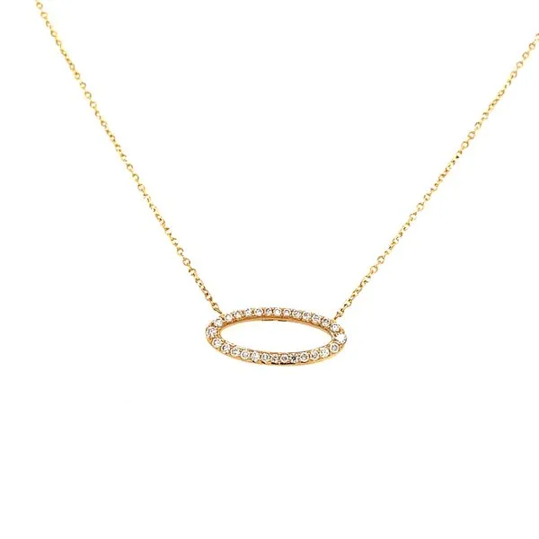 14 Karat Yellow Gold Elongated Oval Diamond Necklace Corinth Jewelers Corinth, MS