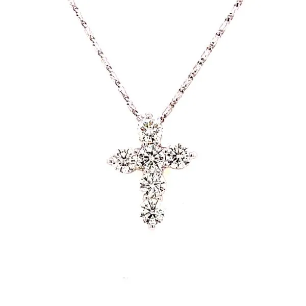 14 Karat White Gold Round Diamond Cross Necklace Corinth Jewelers Corinth, MS