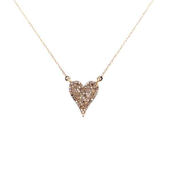 14 Karat Yellow Gold Elongated Pave Diamond Heart Fashion Necklace Corinth Jewelers Corinth, MS