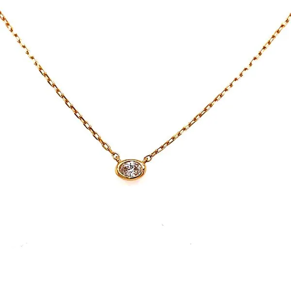 14 Karat Yellow Gold Petite Bezel Set Oval Cut Diamond Fashion Necklace Corinth Jewelers Corinth, MS