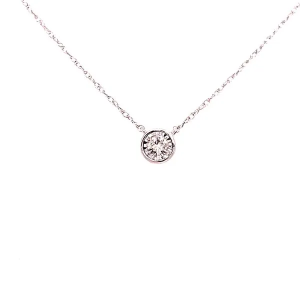 10 Karat White Gold Single Round Natural Diamond Bezel Necklace Corinth Jewelers Corinth, MS