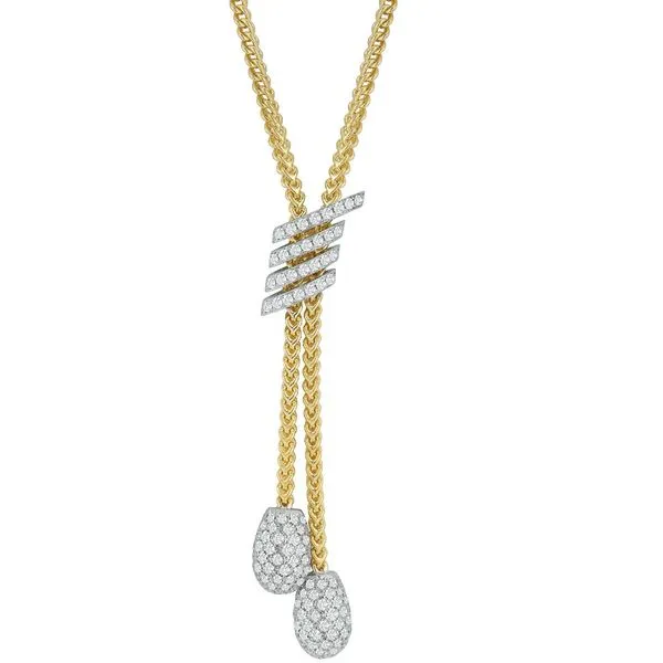 14 Karat Yellow and White Gold Round Box Diamond Lariat Necklace - 1.00 ctw / 18
