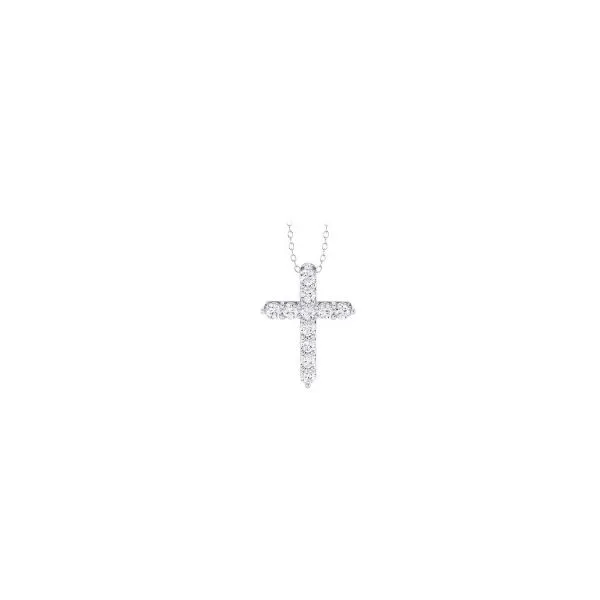 14 Karat White Gold Large Diamond Cross Necklace - 1.65 ctw / 16-18