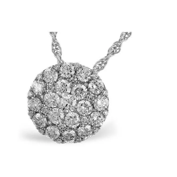 14 Karat White Gold 1.00 ct Round Shape Diamond Cluster Necklace - 18