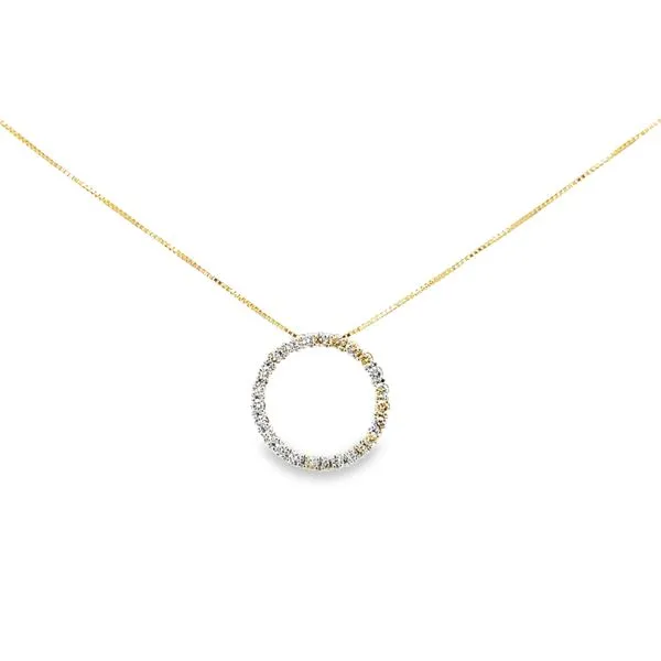 14 Karat Yellow Gold Round Shape Open Circle Diamond Fashon Necklace - 0.50 ctw / 18