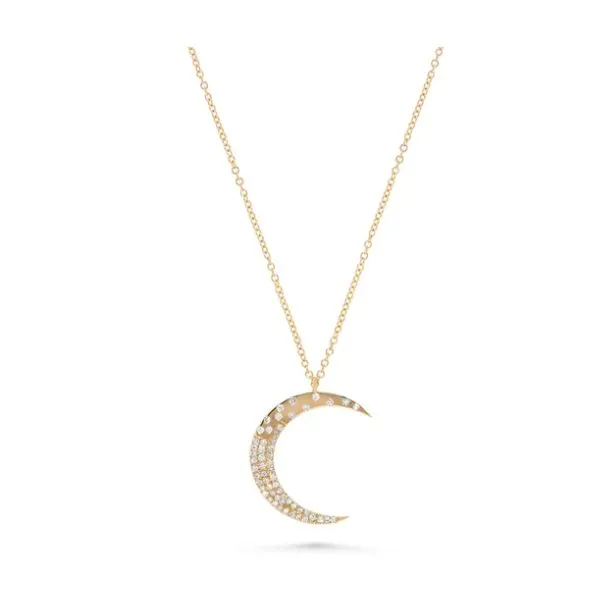 14K Yellow Gold Diamond Crescent Moon Necklace 0.21ct Corinth Jewelers Corinth, MS