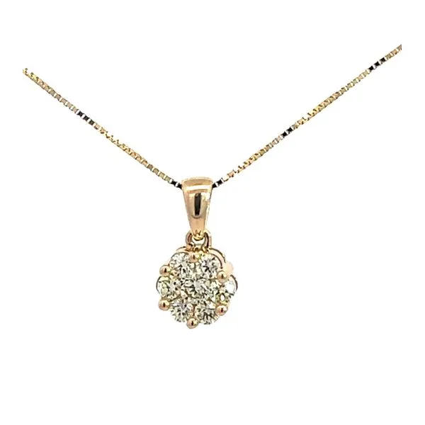 10 Karat Yellow Gold Round Shape 0.50 ctw Diamond Cluster Necklace - 16/18