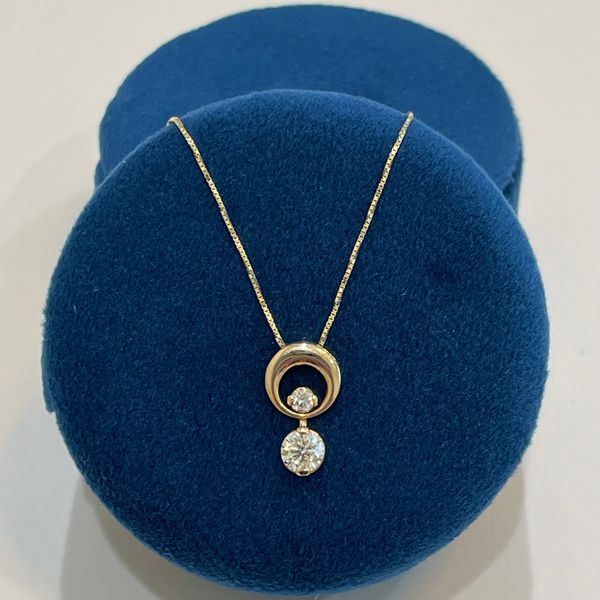 14K Yellow Gold Necklace with Round Diamond Pendant 0.50 ctw 18