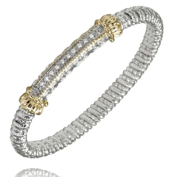 14 Karat Yellow Gold and Sterling Silver Diamond Bar with Yellow Gold Beaded Accent Vahan Bracelet Corinth Jewelers Corinth, MS