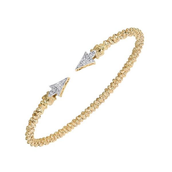 14 Karat Yellow Gold 2mm Petite Pointed Arrow Diamond Vahan Cuff Bracelet Corinth Jewelers Corinth, MS