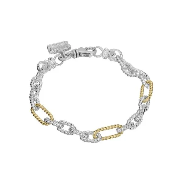 14 Karat Yellow Gold and Sterling Silver Link Vahan Bracelet Corinth Jewelers Corinth, MS
