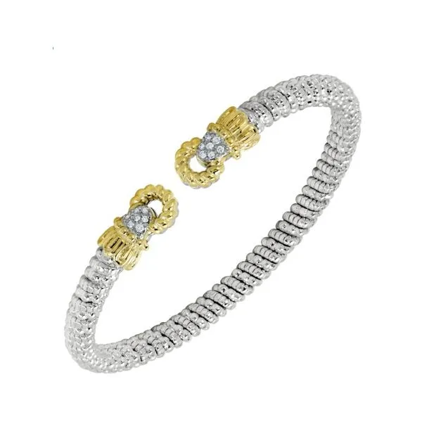 14 Karat Yellow Gold and Sterling Silver Open Circle Vahan Cuff Bracelet with Diamond Accent - 0.11 ctw Corinth Jewelers Corinth, MS