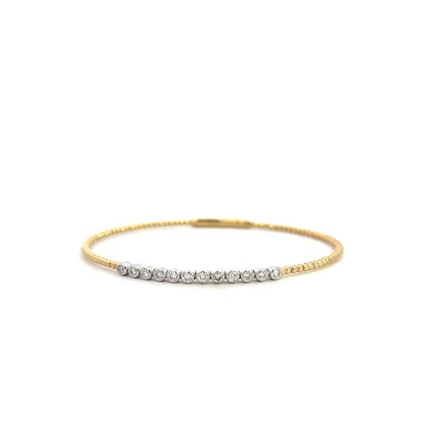 14K Yellow and White Gold Bezel Set Diamond Bar Flex Bangle - 0.36ct Corinth Jewelers Corinth, MS