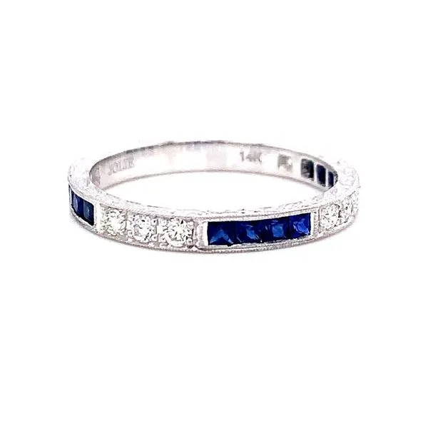 14 Karat White Gold Sapphire and Diamond Vintage Stacker Band Corinth Jewelers Corinth, MS