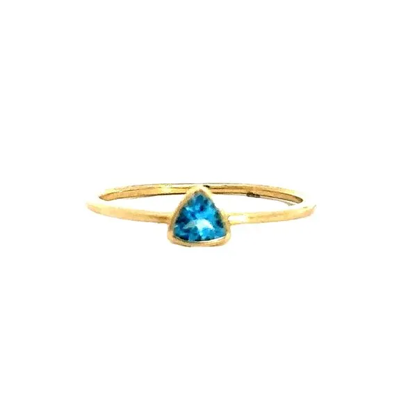 10 Karat Yellow Gold Bezel Set Trillion Shape Swiss Blue Topaz Ring - Finger Size 6.5 Corinth Jewelers Corinth, MS