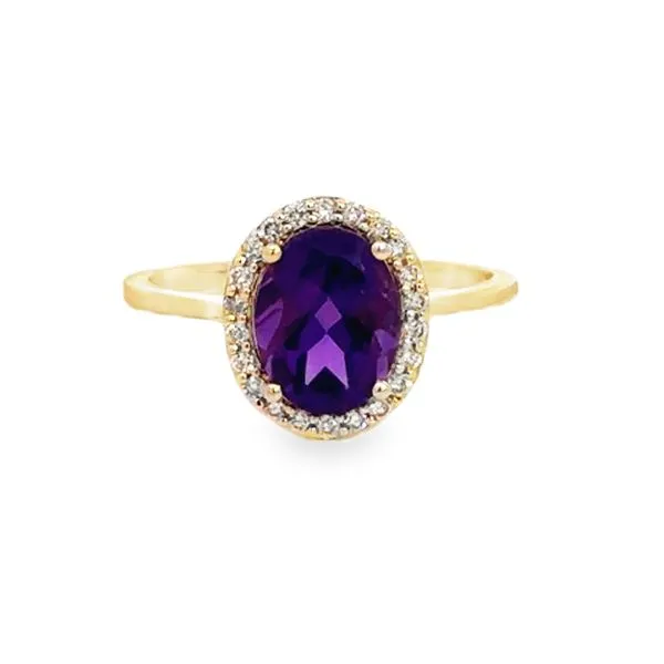 14 Karat Yellow Gold Oval Shape 1.64 ct Amethyst Center Stone with Round Diamond Halo Ring - 0.20 ctw Corinth Jewelers Corinth, MS